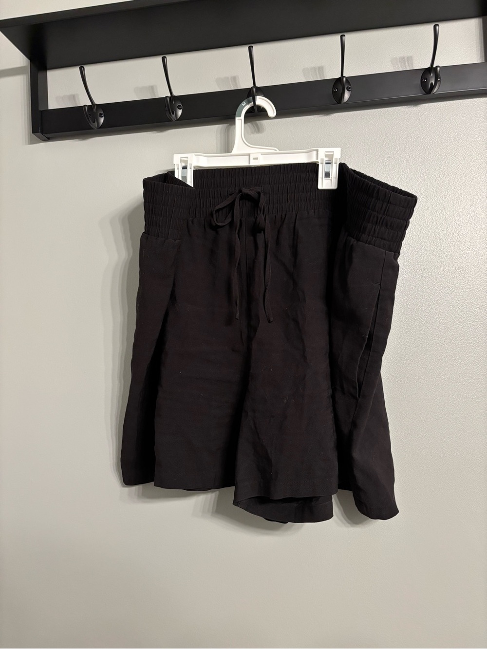 High-Waist Smocked Black Women’s Shorts
